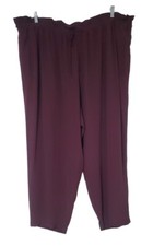 Eileen Fisher 3X Tencel Viscose Crepe Straight Pant Gathered Waist Cassis Purple