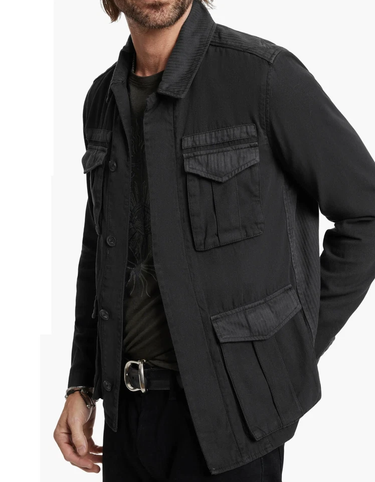 John Varvatos Collection Men's Luis Field Jacket Bellow Pocket Garment Dye Black - Image 2 of 4