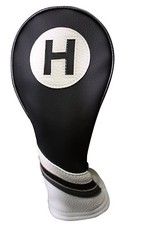 Majek Golf Headcover Black and White Leather Style Sand Wedge Hybrid Head Cover