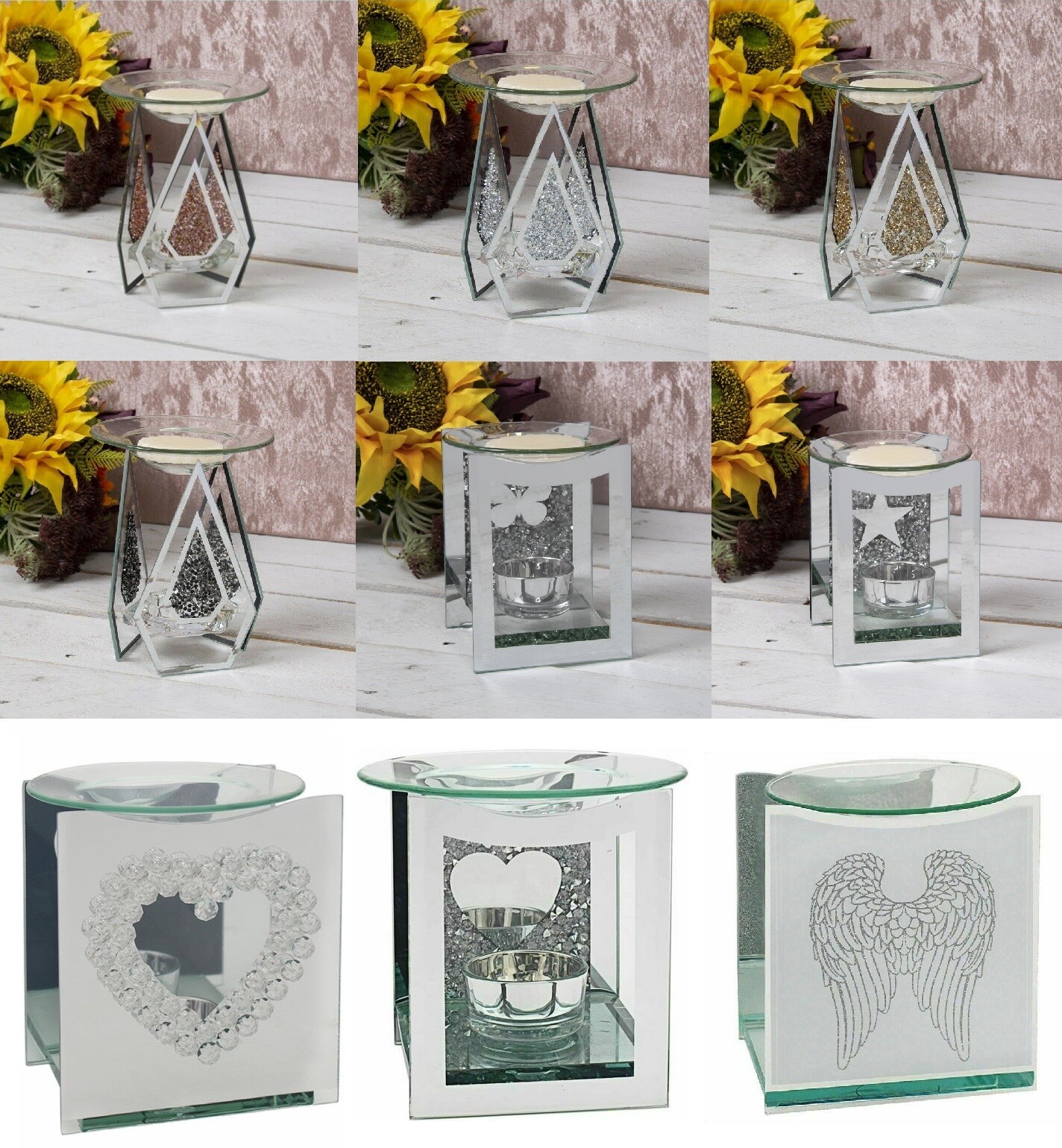 Aroma Glass Fragrance Oil Burner & Candle Wax Melt Tart Warmer Tealight