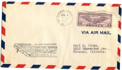 Eastern Airlines First Flight Charlotte North Carolina - New York - 1930