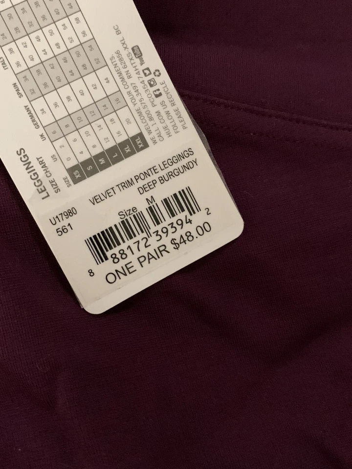 Leggings Ponte Tono Terciopelo Borgoña Profundo Talla M (8-10) Foto 2 de 4