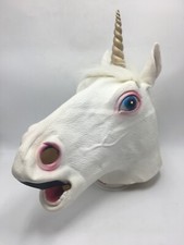 Unicorn White Horse Full Head Mask Halloween Costume Party Latex Novelty