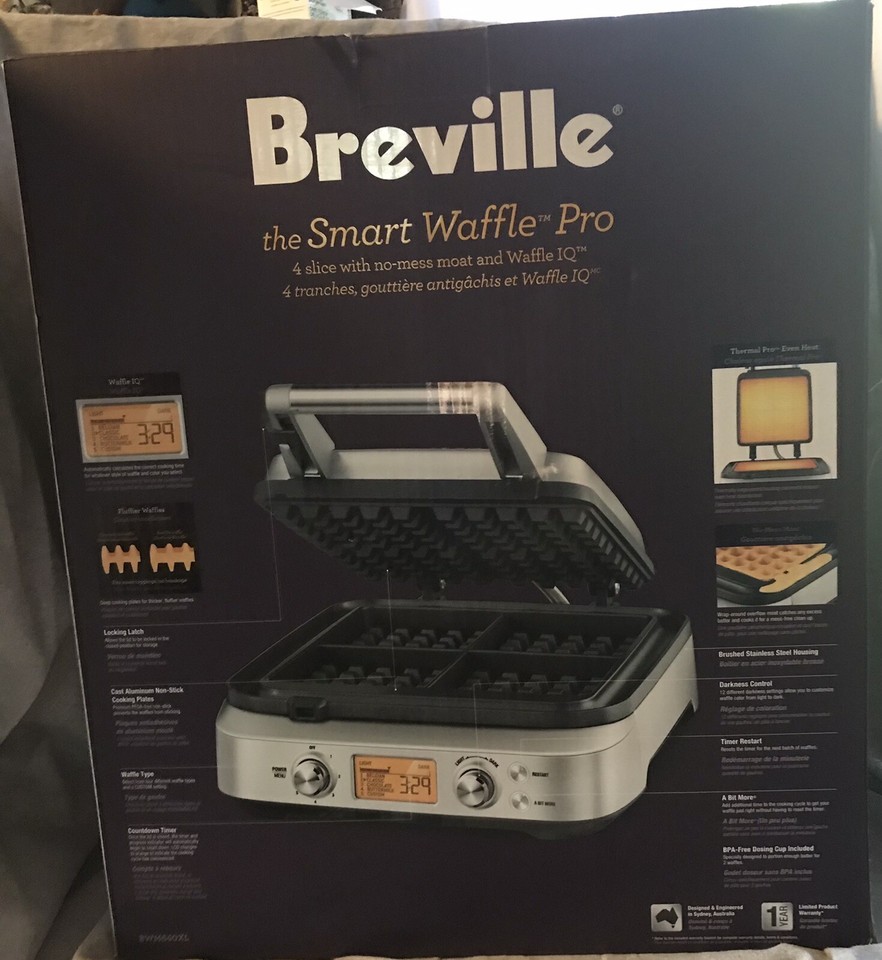 Breville The Smart Waffle Maker Pro 4 Slice BWM640XL New eBay