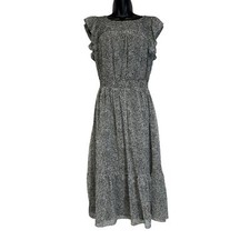 Steve Madden Kora Cheetah Print Tiered Chiffon Midi Dress Size S