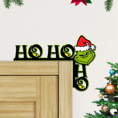 Funny Grinch Christmas Door Frame Decoration Corner Decor Ornaments Wooden Sign