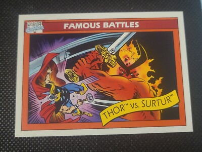 1990 Impel Marvel Universe Famous Battles Thor vs Surtur Marvel Trading Card #91