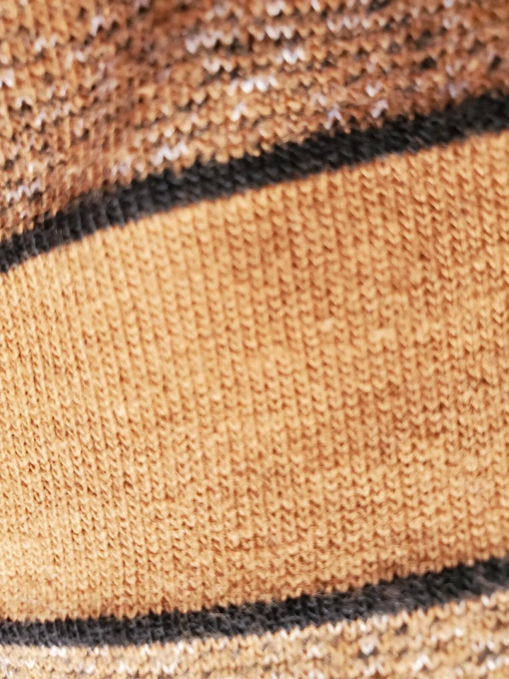 Tecido de algodão listrado de malha vintage marrom sem marca 106 x 56 - Imagem 3 de 4