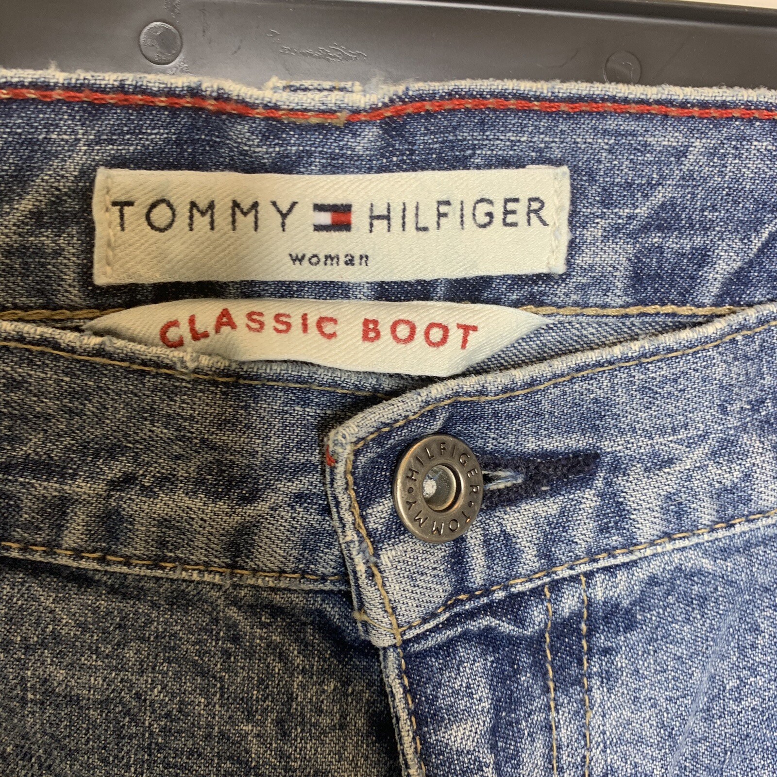 Tommy Hilfiger Womens Jeans Size 16 Boot Cut Medium Wash Denim Flag