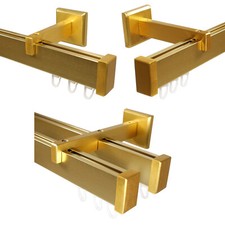 Gardinenstangen eckig Messing matt aus Aluminium, 1- oder 2 läufig, Innenlauf