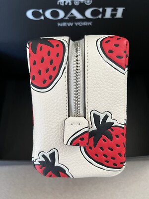 COACH Strawberry Essential Cosmetic Pouch CT893 Color: Strawberry