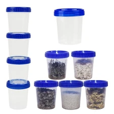 Stackable Condiment Containers With Lid Blue Plastic Snack Cups For Kitchen Use