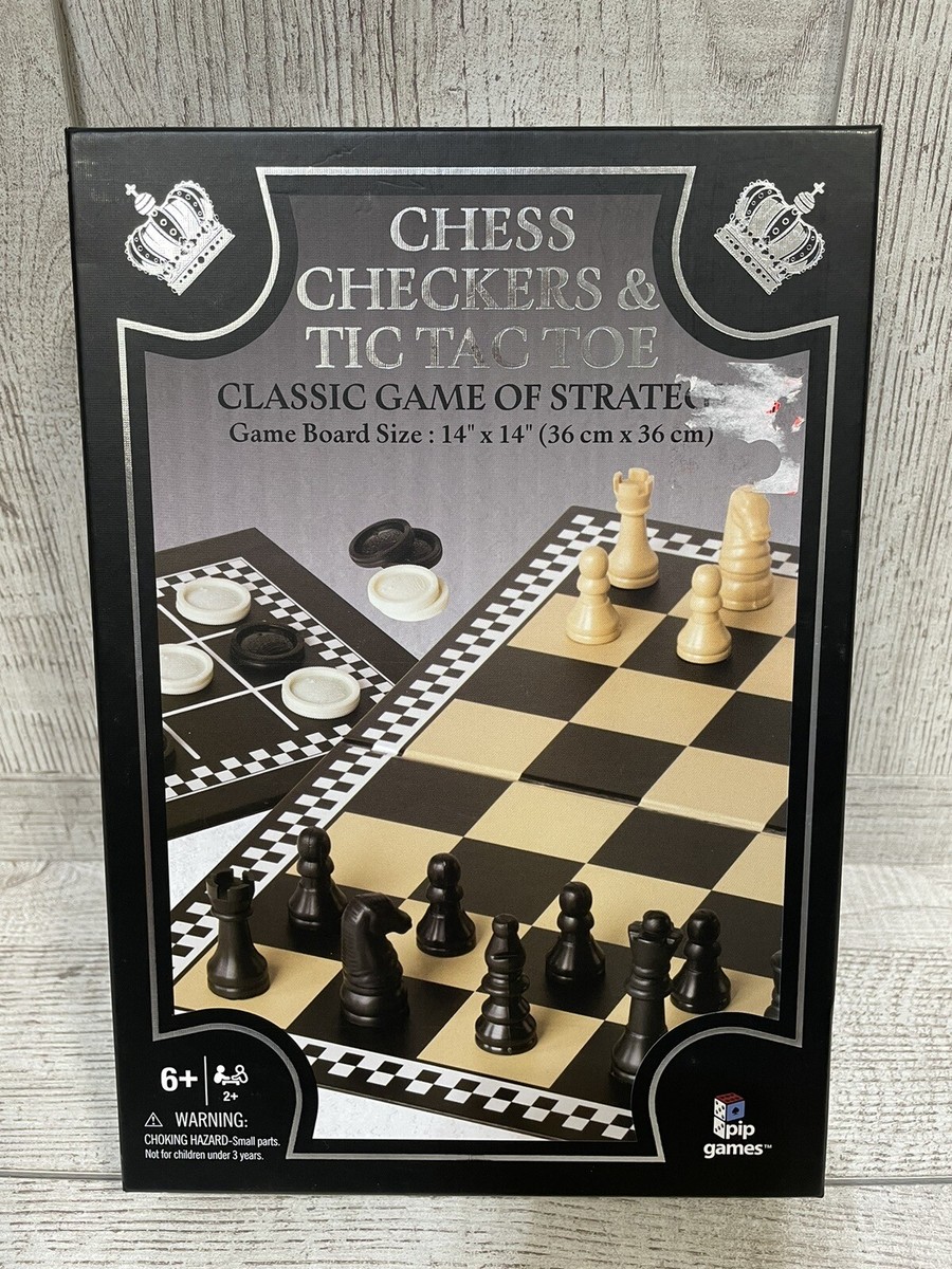 Pip Games Chess Checkers Tic Tac Toe Family Board Game Night Set
