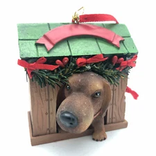 Dog in Doghouse Christmas Ornament Dachshund Hound Lab Artlist International
