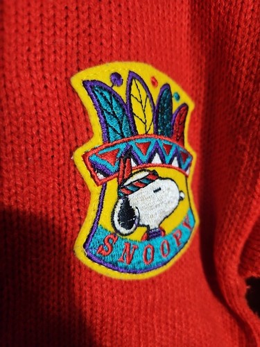 True Vintage 60s 70s Snoopy Kids Child Cardigan Sweater Western 4 4T Unique - Picture 7 of 8