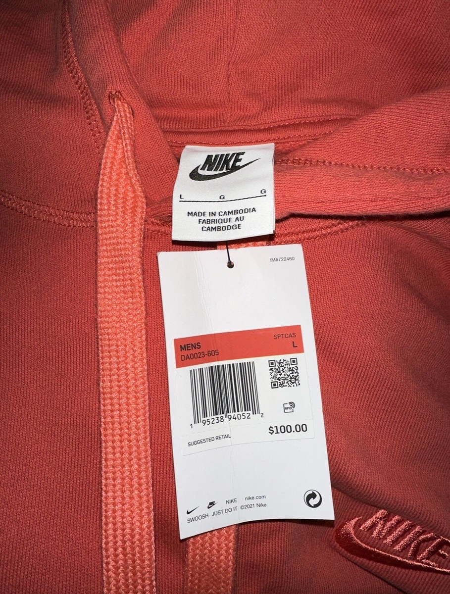 NWT! Nike Sportswear Classic Fleece Pullover Men's Large Red