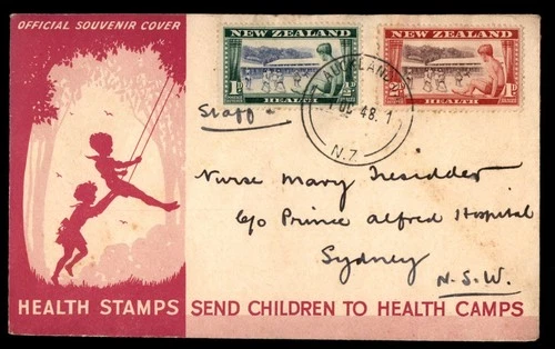 Mayfairstamps New Zealand FDC 1948 Kids Playing Kids Swinging First Day Cover aa