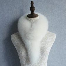 Korean White Fox Fur Scarf Womens Party Fox Fur Scarf Long Warm Real Fur Scarf