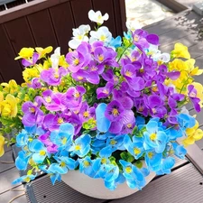 Artificial Flowers for Outdoor, 16pcs Realistic Faux Plants,UV Resistant Fake...