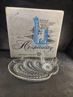 VTG Federal Glass Hospitality Snack Set Wheat Pattern 8pc in Original Box 7-55