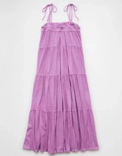 American Eagle AE Sunchaser Knit Tie Shoulder Maxi Dress Purple Women's XL NEW