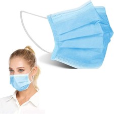 Pack of 100 – 3 Ply Disposable Surgical Face Masks  Medical (Type II) Blue Mask