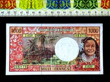 ( USA ) , France   Banknote , 1000 Francs , (Véry Good) , Papeete , Outre Mer.