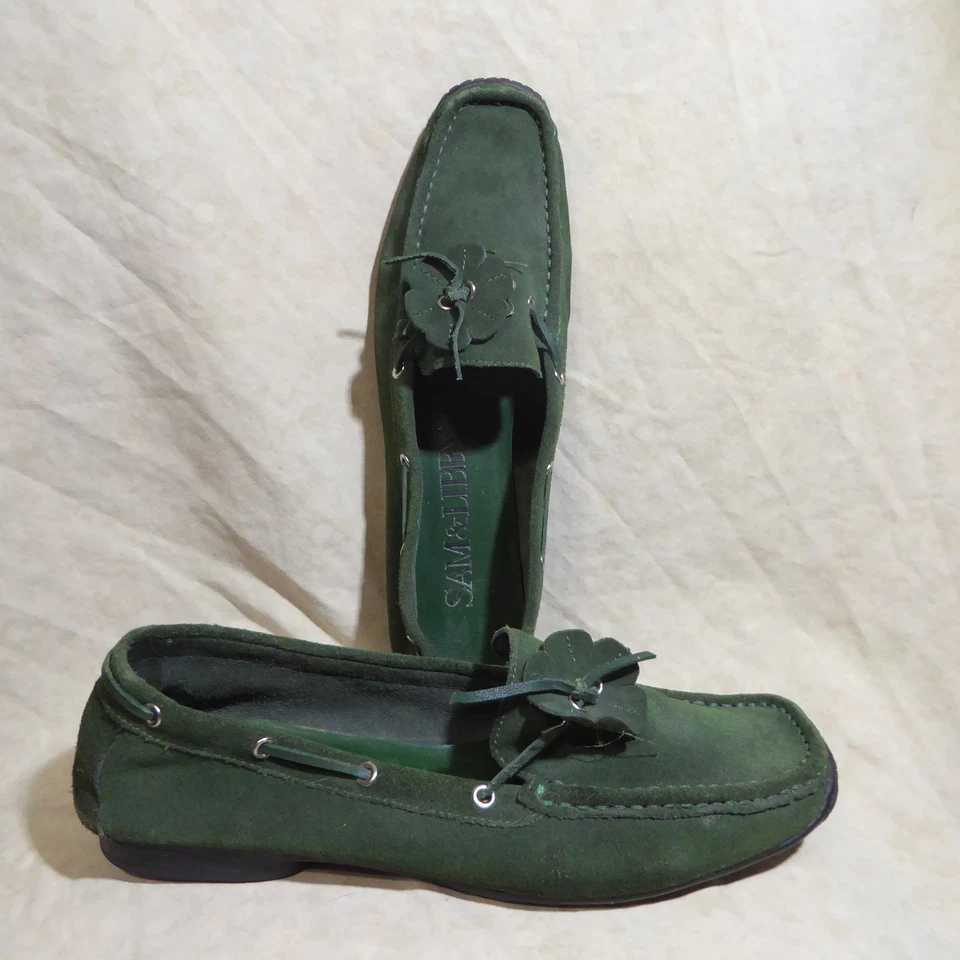 🥿 Sam & Libby Boat Shoe Detailed Loafers sz 8 M Forest Green Suede Leather - Image 2 of 4