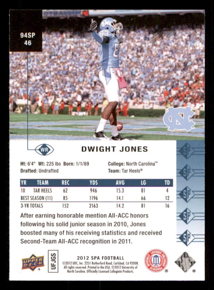2012 SP Authentic 1994 SP #94SP46 Dwight Jones - Image 2 of 2