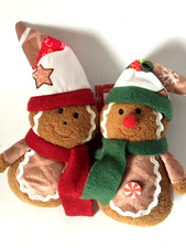 Lebkuchenmann Lebkuchenfrau 1Paar Weihnachtsdeko Plüschfigur Zipfenmütze AKN2002