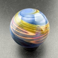Contemporary Handmade Art Glass Marble 1.02" Unique Multicolor Surface Swirl MIB