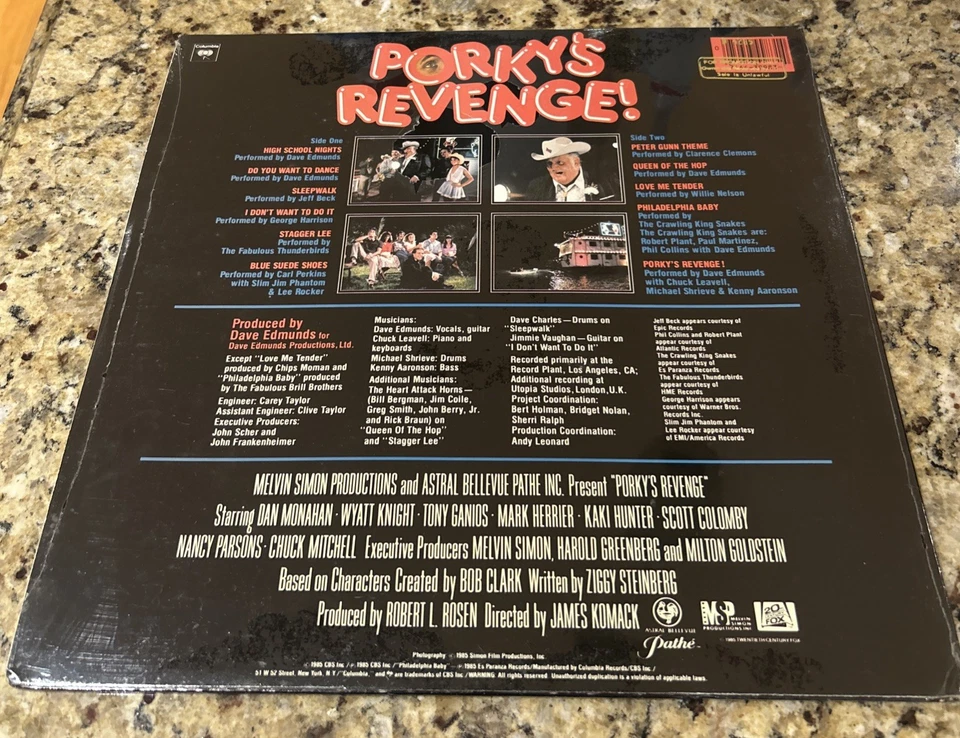 PORKY’S REVENGE! MOTION PICTURE SOUNDTRACK PROMO LP NEW SEALED JS 39983 - Image 2 of 2