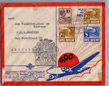 NETHERLANDS 1937 INDIE ILLUSTRATED AIRMAIL COVER 500 FLIGHTS SPECIAL POSTMARK