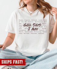 God Says I am Christian tshirt, Bible Verse Tee, Christian Sweat For Women, Jesu