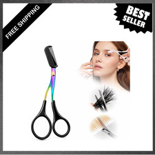 Eyebrow Trimmer Scissors with Comb, Non-Slip Eyebrow Cutter, Precision Blades