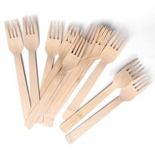 Bamboo Utensils Disposable- 100 PK Bamboo Forks Disposable 100 Compostable B...