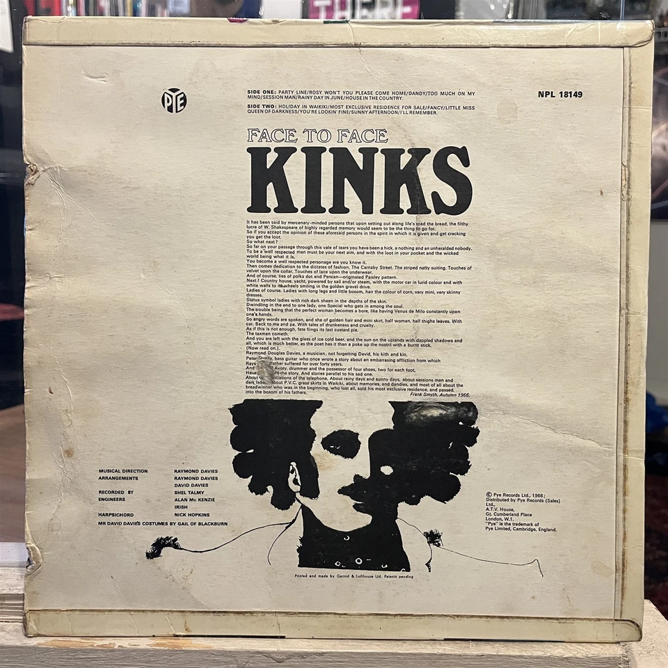 [ROCK/POP]~VG+/VG LP~The KINKS~Face To Face~[1966~PYE~Issue]~UK Import~MONO~ - Image 2 of 4
