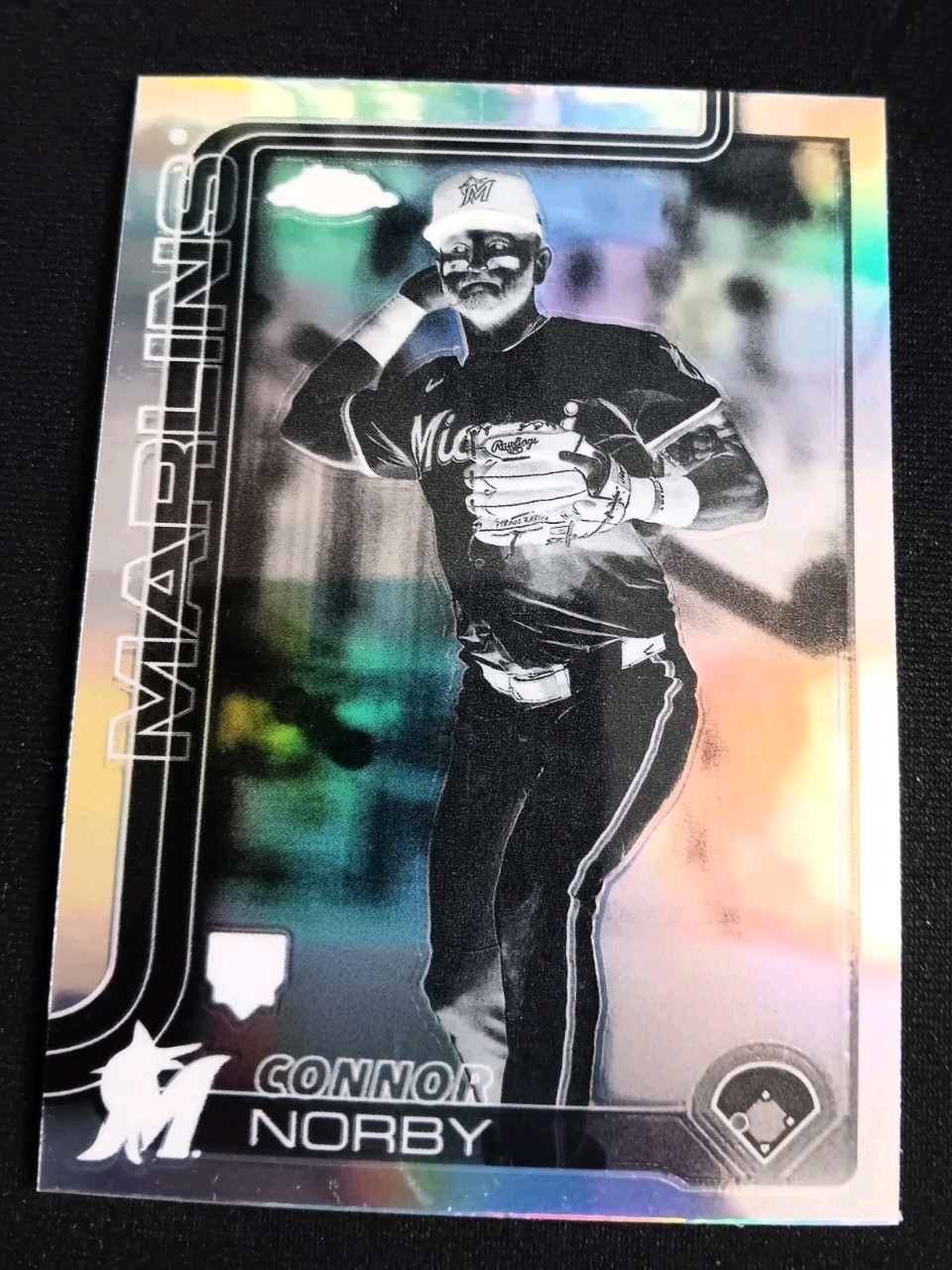Connor Norby Rookie Card #199 2025 Topps Chrome Negative Refractor Miami Marlins