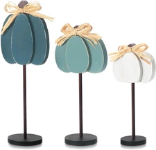Thyle 3 Pcs Thanksgiving Pumpkin Table Centerpieces Wood Harvest Table Decoratio