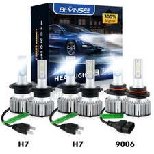 H7 H7 9006 LED Bulbs Set For Mercedes SLK300 2009-2011 High Low Beam Fog Light
