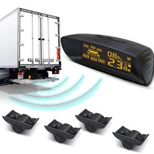 24V Parking Sensor 4 Kit Truck Backup Radar Display Detector Voice Beep Alarm