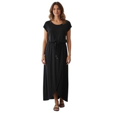 Talbots Black Short Sleeve Maxi Crossover Dress with Drawstring Waist Small