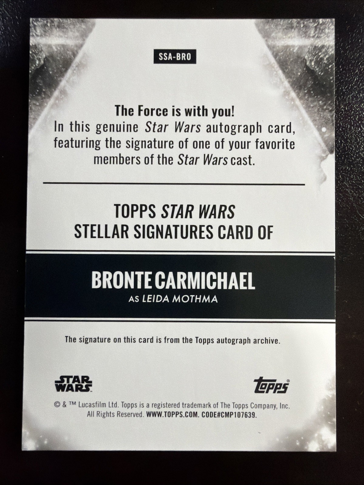 2025 Topps Star Wars Smugglers Outpost Bronte Carmichael as Leida Mothma Auto view 2