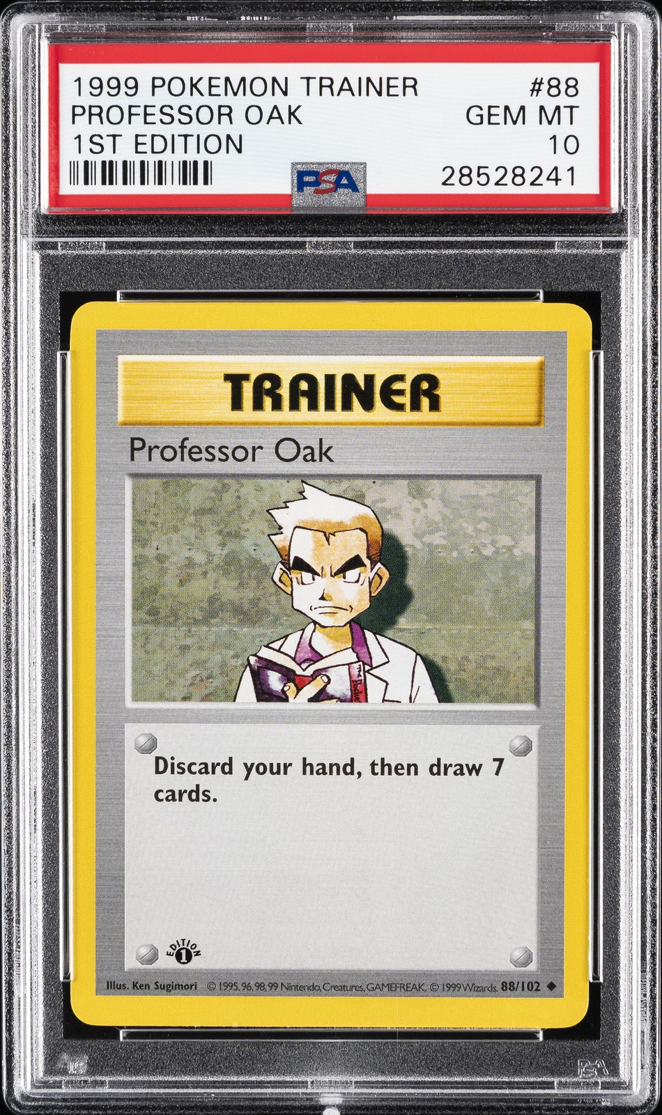 1999 POKEMON BASE SET 1ST EDITION #88 PROFESSOR OAK PSA 10