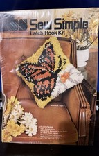 Vintage Sew Simple Latch Hook Kit Butterfly Monarch T521 New Old Stock As Is