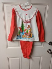 1978 Garfield And Odie pajamas Two Piece Pajama Set Pants  Top Sz 8 Girls Red