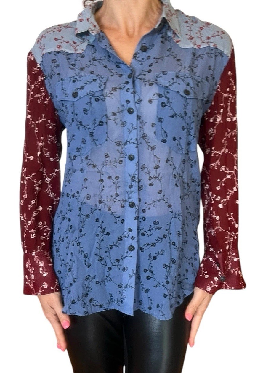 Rag & Bone Wyatt Patchwork Button Up Floral Blous… - image 4