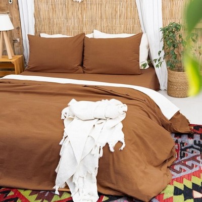 Linen Duvet Cover in Brown King, Queen, Twin, And Other Sizes Linen Bedding Set.