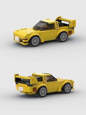 MOC LEGO Car: Mazda RX-7 Yellow Car Building Blocks Set (153 Pcs)