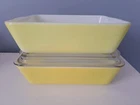 2 VINTAGE Pyrex Glass YELLOW Refrigerator Dish 503 B & RIDGED LID Other W/O